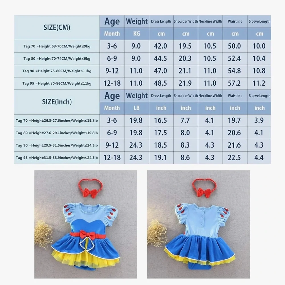Baby Girls Blue and Yellow Princess Costume Romper Dress